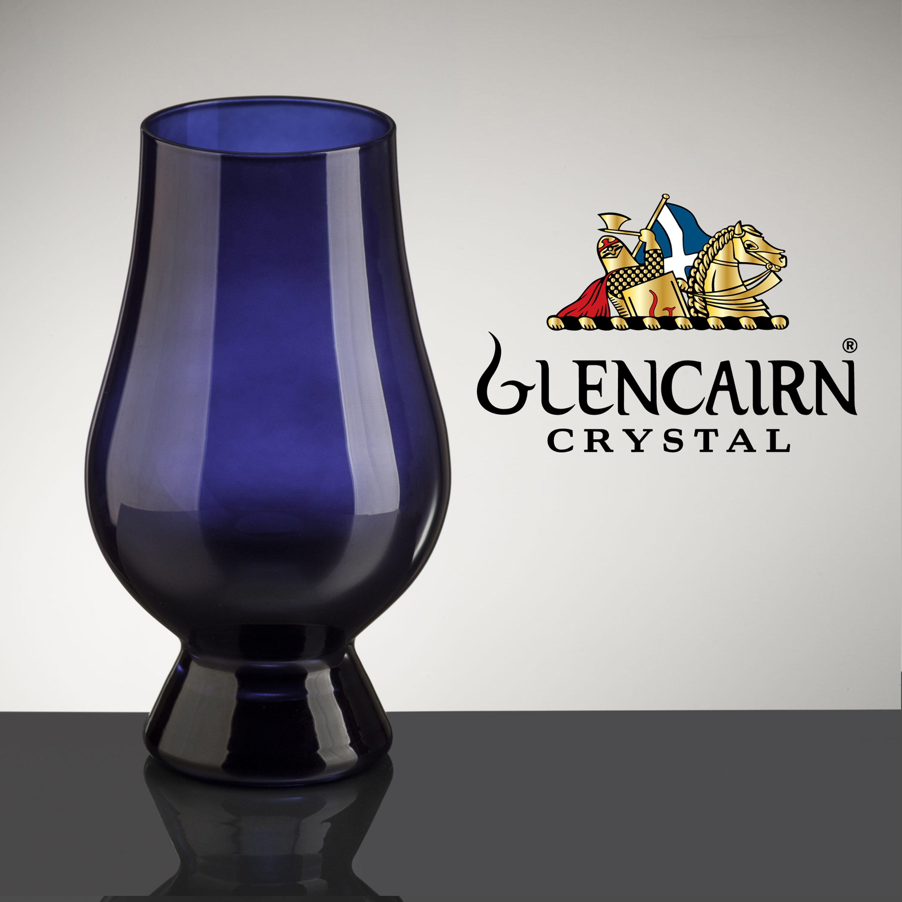 Authentic Set of 4 Blue Glencairn Nosing & Tasting Crystal Whisky Glasses in one box